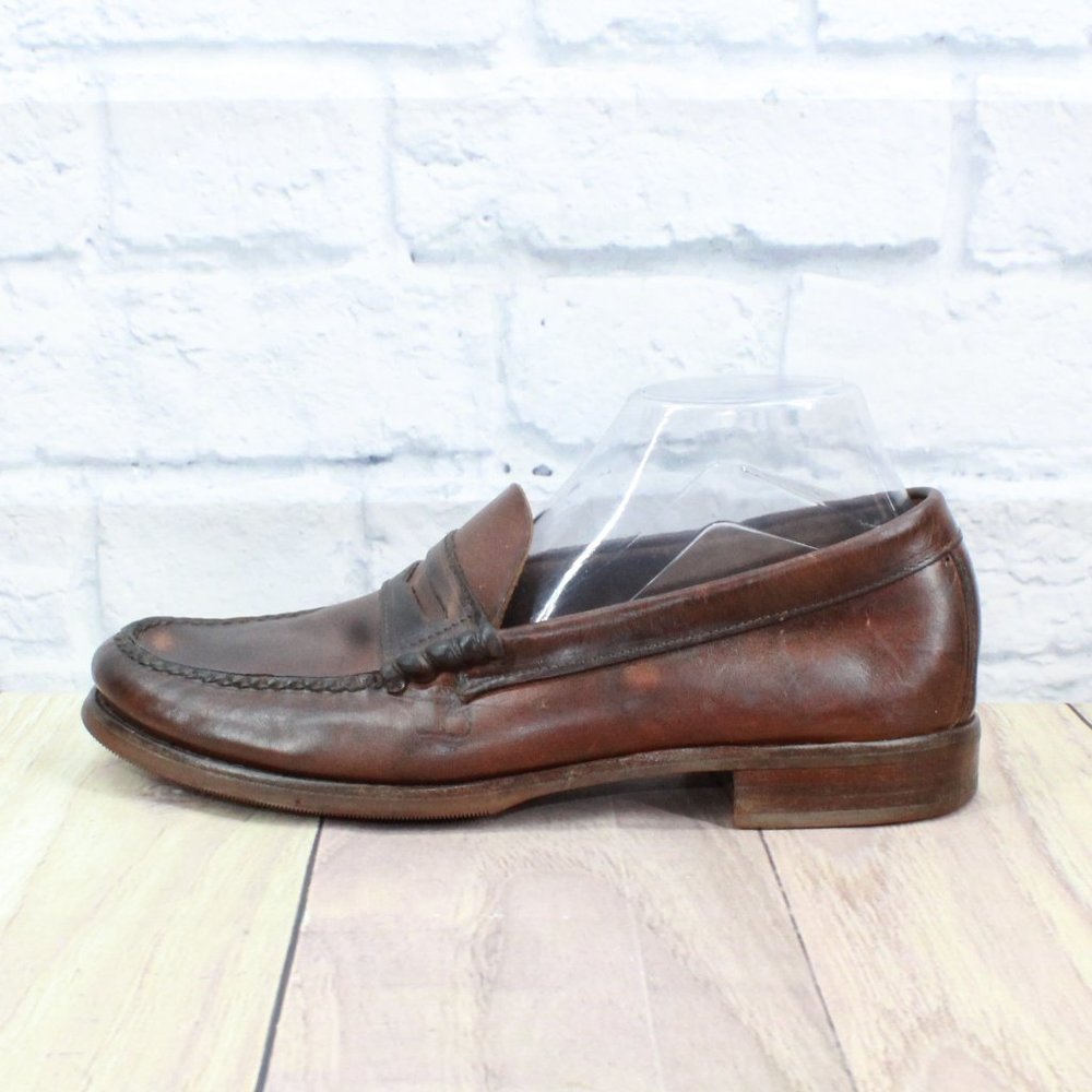 TIMBERLAND Brown Leather Round Toe Slip On Penny Loafer Shoes Size 10 M - Picture 1 of 9